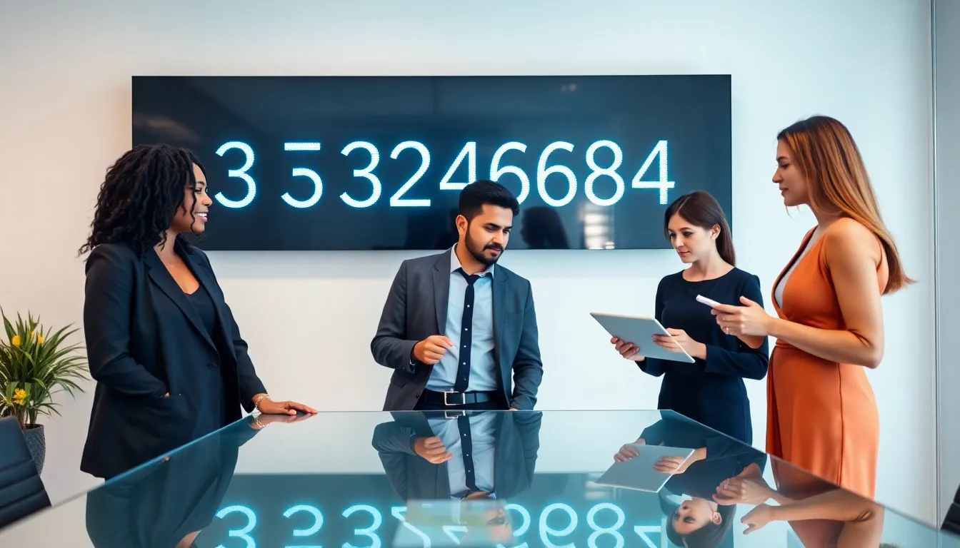 professionals discussing the importance of the number 3533246684 in an office.