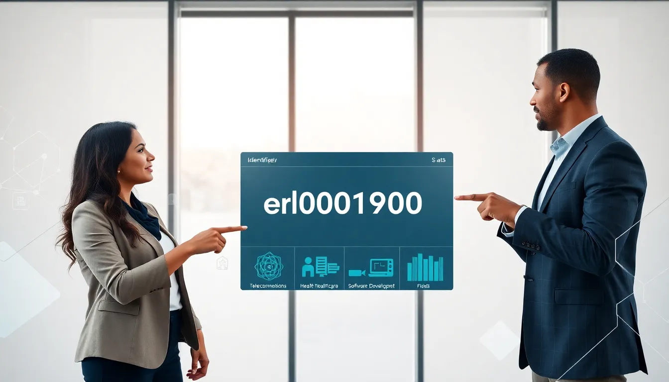 digital dashboard showcasing the identifier erl0001900 in a modern office.
